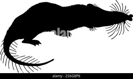 Braungezahnte Zwergsilhouette. Glatte und saubere Leitungen. Detailreiche, braungezahnte Zwergsilhouette. Vektorabbildung... Biber-Silhouetten-Set Stock Vektor