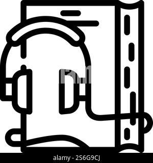 Hörbuch zum Selbststudium Liniensymbol Vektor. Hörbuch für Selbstlernschild. Schwarze Abbildung des isolierten Kontursymbols. Hörbuch für Selbststudium Liniensymbol Vektorillustration Stock Vektor