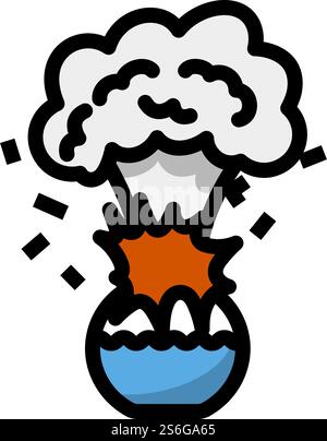 Symbol Explosion Der Chemie-Flasche. Editierbare Fettformatier Umriss Mit Farbfülldesign. Vektorgrafik. Stock Vektor