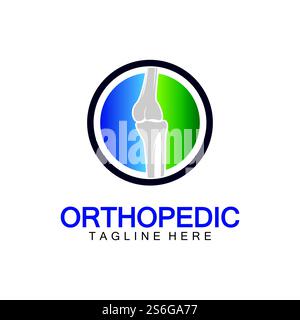 Orthopädische Gesundheit Knochen Logo Vektor Illustration Designvorlage, Knie Knochen Logo Designs Konzept, Gesundheit Knochen Logo Symbol Symbol Stock Vektor