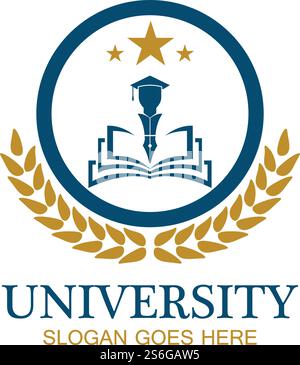 Vorlage für Logo-Design für Universitäten, Hochschulen, Universitäten, Hochschulen und Kurse Stock Vektor