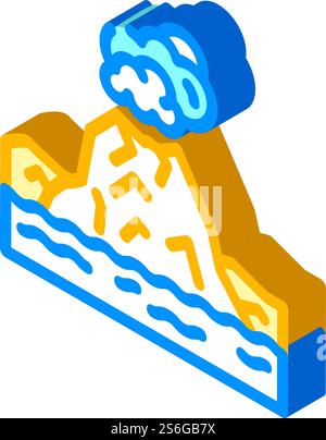 Insel mit vulkanisometrischem Iconvektor. Insel mit Vulkanschild. Isolierte Symboldarstellung. Insel mit vulkanisometrischer Icon Vektor-Illustration Stock Vektor