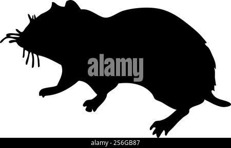 Hamster-Silhouette. Glatte und saubere Leitungen. Hohe, detailreiche Hamster-Silhouette. Vektorabbildung... Biber-Silhouetten-Set Stock Vektor