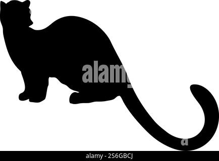 Gelbliche Mardersilhouette. Glatte und saubere Leitungen. Hohe, detailreiche marderfarbene Silhouette. Vektorabbildung... Wölfe und marder Silhouetten gesetzt Stock Vektor