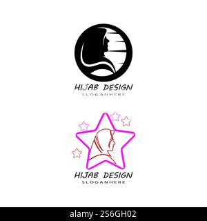 Muslima hijab Logo template Vector Illustration Design Stock Vektor