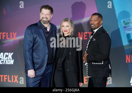 Seth Gordon, Cameron Diaz und Jamie Foxx beim Screening des Netflix Films 'Back in Action' im Zoo Palast. Berlin, 15.01.2025 Stockfoto