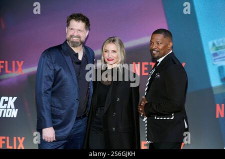 Seth Gordon, Cameron Diaz und Jamie Foxx beim Screening des Netflix Films 'Back in Action' im Zoo Palast. Berlin, 15.01.2025 Stockfoto
