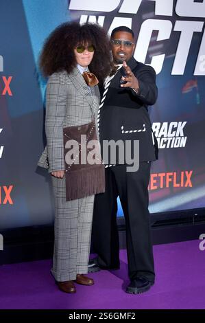 Jamie Foxx mit Tochter Annalise Bishop beim Screening des Netflix Films 'Back in Action' im Zoo Palast. Berlin, 15.01.2025 Stockfoto