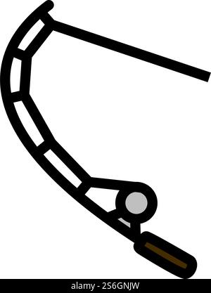 Symbol Für Gebogene Angelausrüstung. Editierbare Fett Formatigte Kontur Mit Farbfüllungsdesign. Vektorgrafik. Stock Vektor