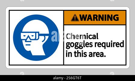 Warnschild Chemikalienbrille In Diesem Bereich Erforderlich Stock Vektor