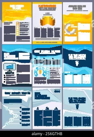 Geschäftsbroschüre. Flyer Jahresbericht Magazinseiten Broschürenlayout Vektor-Design-Vorlage. Broschüre und Magazin, Firmendeckblatt, Illustration der Broschürenpräsentation. Geschäftsbroschüre. Flyer Jahresbericht Magazinseiten Broschürenlayout Vektor-Design-Vorlage Stock Vektor