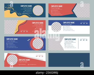 E-Mail-Signatur. Professionelle Web-Design-ui-Vorlage für Geschäftsbriefe Vektor flach Stil. Abbildung: Kontakt Web, geschäftliche E-Mail-Adresse. E-Mail-Signatur. Professionelle Web-Design-ui-Vorlage für Geschäftsbriefe Vektor flach Stil Stock Vektor