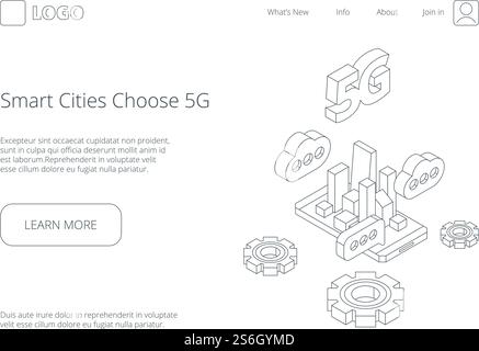 5g Wireless. Beschleunigen Sie Telekommunikation Online Clouds Internet in der Stadt Innovation Broadcast Technologie Vektorlinie Landing Page. Lineare 5g Online-Geschwindigkeit, Internet-Verbindung Stadt Illustration. 5g Wireless. Beschleunigen Sie Telekommunikation Online Clouds Internet in der Stadt Innovation Broadcast Technologie Vektorlinie Landing Page Stock Vektor