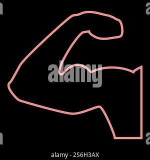 Neon Strong Armsymbol. Es handelt sich um das rote Farbvektor-Illustration mit flachem Lichtbild. Neon Strong Armsymbol. Das flache Bild der roten Vektorgrafik Stock Vektor