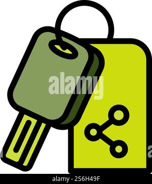 Smart Key Car Sharing-Symbol. Konturierung Smart Key Car Sharing Vektorsymbol für Webdesign isoliert auf weißem Hintergrund. Smart Key Carsharing-Symbol, umrissener Stil Stock Vektor