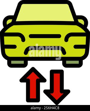 Symbol „Carsharing“. Umreißen Sie das Vektorsymbol für die gemeinsame Nutzung von Fahrzeugen für Webdesign auf weißem Hintergrund. Carsharing-Symbol, Outline-Stil Stock Vektor