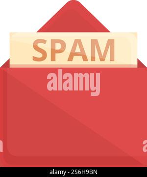 Symbol für schädliche Spam-Mails. Cartoon von Spam Mail Malware-Vektor-Symbol für Web-Design isoliert auf weißem Hintergrund. Symbol für Spam-Mail-Malware, Zeichentrickstil Stock Vektor