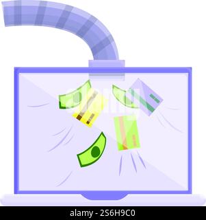 Symbol für Malware für Geldrisiken. Karikatur von Malware-Vektor-Symbol für das Web-Design auf weißem Hintergrund. Malware-Symbol für Geldrisiken, Zeichentrickstil Stock Vektor