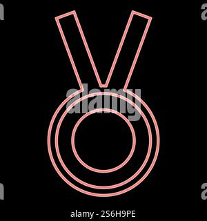 Neonmedaille es ist die rote Farbe Vektor Illustration flache Stil Licht Bild. Neonmedaille das rote Farbvektor-Illustration flache Darstellung Stock Vektor