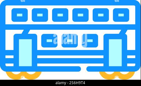 Farbsymbolvektor des Doppelstockwagens. Schild mit Doppelstockwagen. Isolierte Symboldarstellung. Vektorillustration für Doppelstockwagen mit Farbsymbolen Stock Vektor