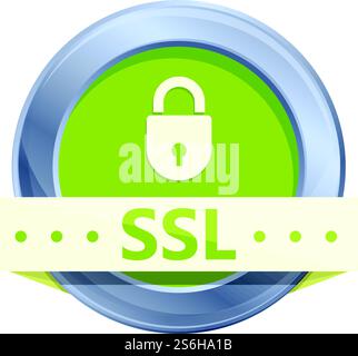 Symbol für ssl-Zertifikat für Verschlüsselung. Cartoon des Vektorsymbols für das ssl-Zertifikat für das Webdesign auf weißem Hintergrund. Symbol für ssl-Zertifikat für Verschlüsselung, Cartoon-Stil Stock Vektor