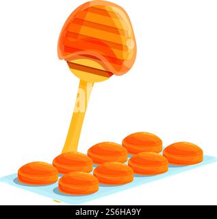 Honighusten-Tropfen-Symbol. Cartoon von Honig Husten Tropfen Vektor-Symbol für Web-Design isoliert auf weißem Hintergrund. Honighusttropfen-Symbol, Cartoon-Stil Stock Vektor