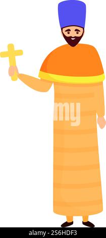 Christliche Papstfigur. Cartoon des christlichen Papstes Vektor-Icon für Web-Design isoliert auf weißem Hintergrund. Christliche Papstfigur im Cartoon-Stil Stock Vektor
