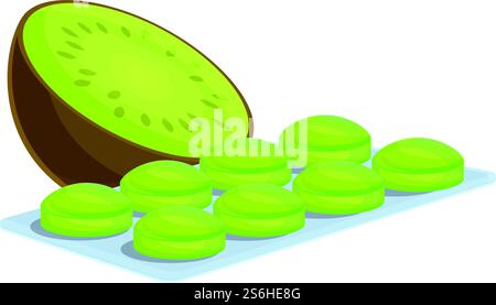 Kiwi-Husten-Tropfen-Symbol. Cartoon von Kiwi Husten Tropfen Vektor-Symbol für Web-Design isoliert auf weißem Hintergrund. Kiwi Husten-Tropfen-Symbol, Cartoon-Stil Stock Vektor