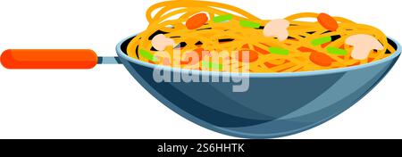 Symbol „Wokschwenken“. Cartoon des Wok-Pan-Vektor-Symbols für Webdesign isoliert auf weißem Hintergrund. Wok-Pan-Symbol, Cartoon-Stil Stock Vektor