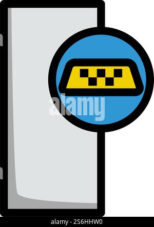 Symbol Für Den Taxistand. Editierbare Fett Formatigte Kontur Mit Farbfüllungsdesign. Vektorgrafik. Stock Vektor