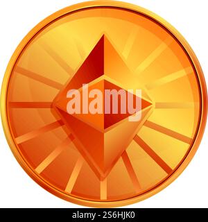 Klassisches Ethereum-Symbol für Kryptowährungen. Cartoon von Ethereum klassische Kryptowährung Vektor-Symbol für Web-Design isoliert auf weißem Hintergrund. Ethereum klassische Kryptowährung-Ikone im Cartoon-Stil Stock Vektor