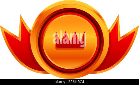 Symbol für die Platzierung der Kronmedaille. Cartoon der Ranking Krone Medaille Vektor-Symbol für Web-Design isoliert auf weißem Hintergrund. Rangliste der Kronenkrone im Cartoon-Stil Stock Vektor