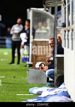 Åtvidabergs FF Trainer Roar Hansen während des Fußballspiels im Superettan zwischen Åtvidabergs FF und Gefle IF, Kopparvallen, Åtvidaberg, Schweden. Stockfoto