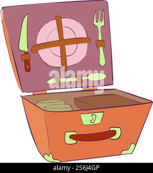 Campingkorb-Symbol. Cartoon und flach des Camping Korb Vektor-Icons für Web-Design isoliert auf weißem Hintergrund. Campingkorb Ikone, Cartoon und flacher Stil Stock Vektor