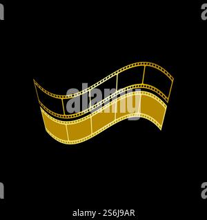 GOLDENER FILMSTREIFEN ISOLIERT AUF SCHWARZEM HINTERGRUND VEKTOR-ILLUSTRATION Stock Vektor