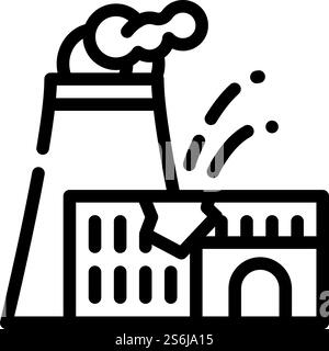 Explosion im Kernkraftwerk Katastrophenlinie Icon Vektor. Explosion im Kernkraftwerk-Katastrophenzeichen. Schwarze Abbildung des isolierten Kontursymbols. Explosion am Kernkraftwerk Katastrophenlinie Symbol Vektor Illustration Stock Vektor