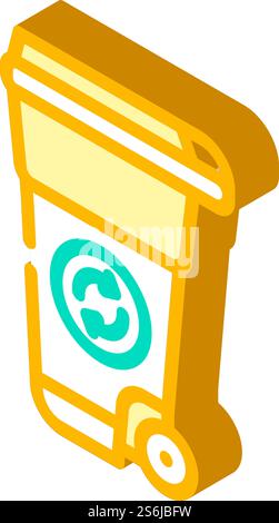 Isometrischer Symbolvektor für den Kompost des Abfallbehälters. Kompostschild für Abfallbehälter. Isolierte Symboldarstellung. Isometrisches Symbol Vektor-Illustration des Abfallbehälters für Kompost Stock Vektor