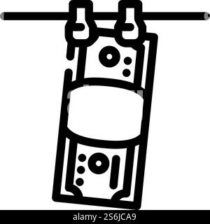 Symbol für Geldwäsche. Geldwäsche-Zeichen. Schwarze Abbildung des isolierten Kontursymbols. Geldwäsche Linie Symbol Vektor Illustration Stock Vektor
