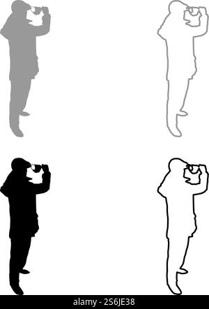 Mann Kleid Up Tuch im Gesicht medizinische Maske tragen persönliche Staubschutzausrüstung Konzept Virus Coronavirus Influenza Ausbruch Prävention Quarantäne Schutz vor Luftverschmutzung Silhouette grau schwarz Farbe Vektor Illustration solide Umrissstil einfaches Bild. Mann kleiden Sie sich Tuch im Gesicht medizinische Maske tragen persönliche Staubschutzausrüstung Konzept Virus Coronavirus Influenza Ausbruch Prävention Quarantäne Schutz vor Luftverschmutzung Silhouette grau schwarz Farbe Vektor Illustration solide Umrissstil Bild Stock Vektor