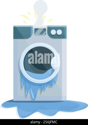 Symbol für defekte elektrische Waschmaschine. Cartoon des elektrischen gebrochenen Waschmaschinenvektorsymbols für Webdesign isoliert auf weißem Hintergrund. Elektrisches Symbol für kaputte Waschmaschine, Zeichentrickstil Stock Vektor
