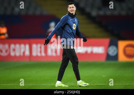 Barcelona, Spanien, Spanien. Januar 2025. Robert LEWANDOWSKI aus Barcelona während des Copa del Rey-Spiels zwischen dem FC Barcelona und Real Betis Balompie bei Estadi Olimpic Lluis Companys am 15. Januar 2025 in Barcelona. (Kreditbild: © Matthieu Mirville/ZUMA Press Wire) NUR REDAKTIONELLE VERWENDUNG! Nicht für kommerzielle ZWECKE! Stockfoto
