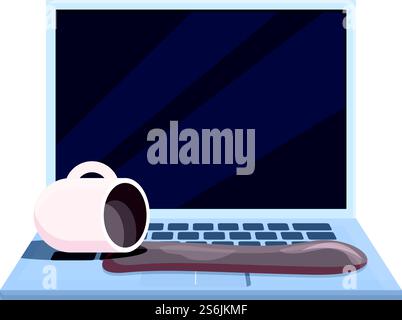 Symbol für die Reparatur von Laptop-Kaffee. Cartoon von Kaffee Laptop Reparatur Vektor Symbol für Web Design isoliert auf weißem Hintergrund. Coffee Laptop Reparatur Icon, Cartoon Stil Stock Vektor