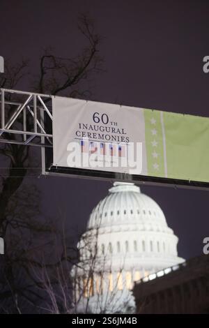 Washington, DC, USA. Januar 2025. Blick auf den Capitol Hill, während Washington DC sich auf die 60. Eröffnungszeremonie am 16. Januar 2025 vorbereitet. Quelle: Mpi34/Media Punch/Alamy Live News Stockfoto