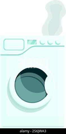 Symbol für kaputte Waschmaschine für Raucher. Cartoon des Rauchens gebrochenes Waschmaschinenvektor-Symbol für Webdesign isoliert auf weißem Hintergrund. Rauchen kaputte Waschmaschine Symbol, Cartoon Stil Stock Vektor