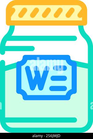 Flasche Glas Wasabi Farbe Symbol Vektor. Wasabi-Schild für Flaschenbecher. Isolierte Symboldarstellung. Flasche Glas Wasabi Farbe Symbol Vektor Illustration Stock Vektor