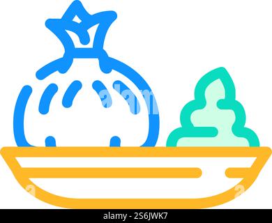 Ravioli Schüssel mit Wasabi Farbe Icon Vektor. Ravioli-Schüssel mit Wasabi-Zeichen. Isolierte Symboldarstellung. Ravioli Schüssel mit Wasabi Farbe Symbol Vektor Illustration Stock Vektor