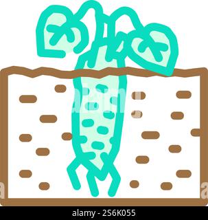 Wurzel Pflanze Wasabi Farbe Symbol Vektor. Wurzelpflanzen-Wasabi-Zeichen. Isolierte Symboldarstellung. Wurzel Pflanze Wasabi Farbe Symbol Vektor Illustration Stock Vektor