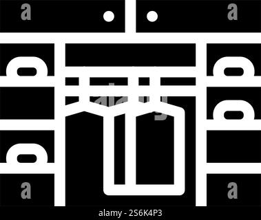 Schrank Stylist Glyphe Symbol Vektor. Schrankstilistin. Schwarze Abbildung des isolierten Kontursymbols. Schrank Stylist Glyphe Symbol Vektor Illustration Stock Vektor