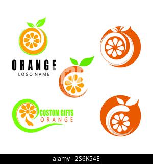 Frische Orangenfrucht, Limettenscheibe, Grapefruit-Zitrusfrucht, inspiriert durch das Design des O-Logos Stock Vektor