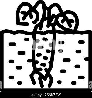 Wurzelpflanze Wasabi Linie Symbol Vektor. Wurzelpflanzen-Wasabi-Zeichen. Schwarze Abbildung des isolierten Kontursymbols. Wurzelpflanze Wasabi Linie Symbol Vektor Illustration Stock Vektor